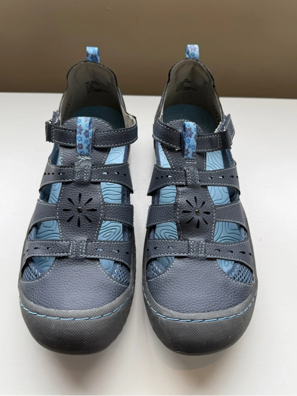 JBU Size 9 Mary Jane Sandals Gray Blue Comfort Memory Foam Casual Travel - Picture 7 of 8